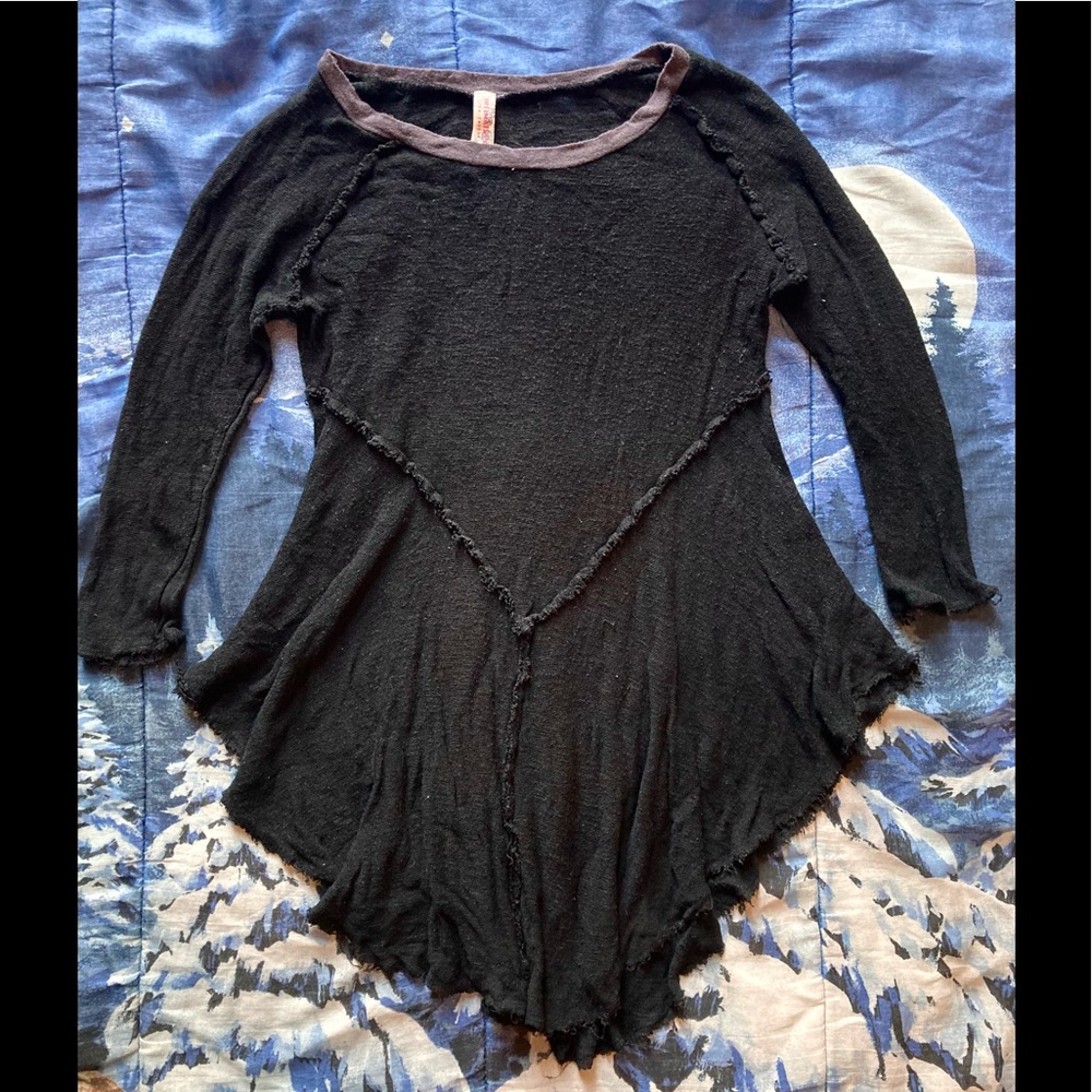 Intimately Free People Exposed Seam Black Tunic Top